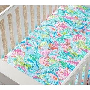 Lilly Pulitzer Organic Crib Sheet - “Mermaid Cove” Print - EUC